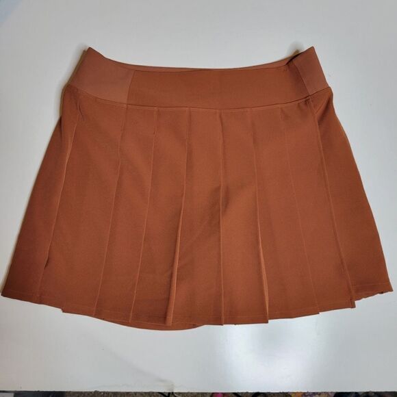 NEW 16 ATHLETA SKORT ENDLESS PLEAT FRONT SHORTS BACK RUST BROWN TENNIS XL 1X - Picture 6 of 9